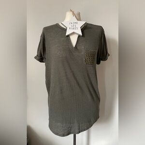a.n.a Dark Olive Short Sleeve Tee with Studded Pocket